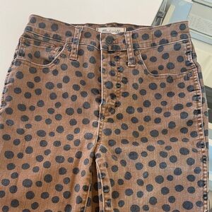 Madewell Brown Jeans with Black Polka Dots